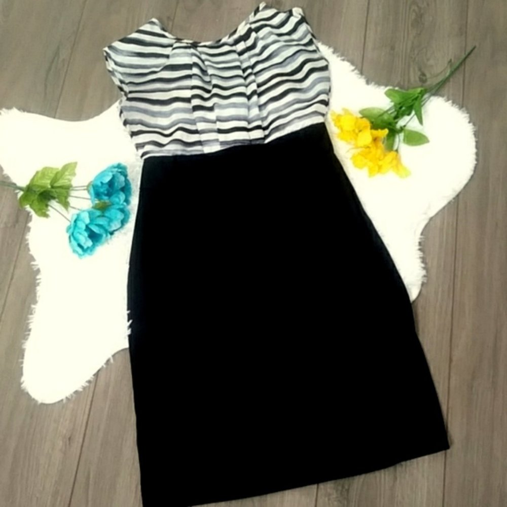 2/$24 AB Studio Blue Stripe Sheath Dress